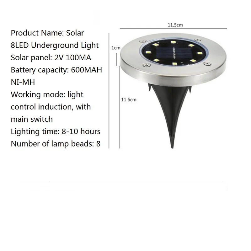 LED Solar  Lawn Light Warm/Cool White Ground Lamp Waterproof Buried/Garden/Landscape Channel Outdoor Lighting