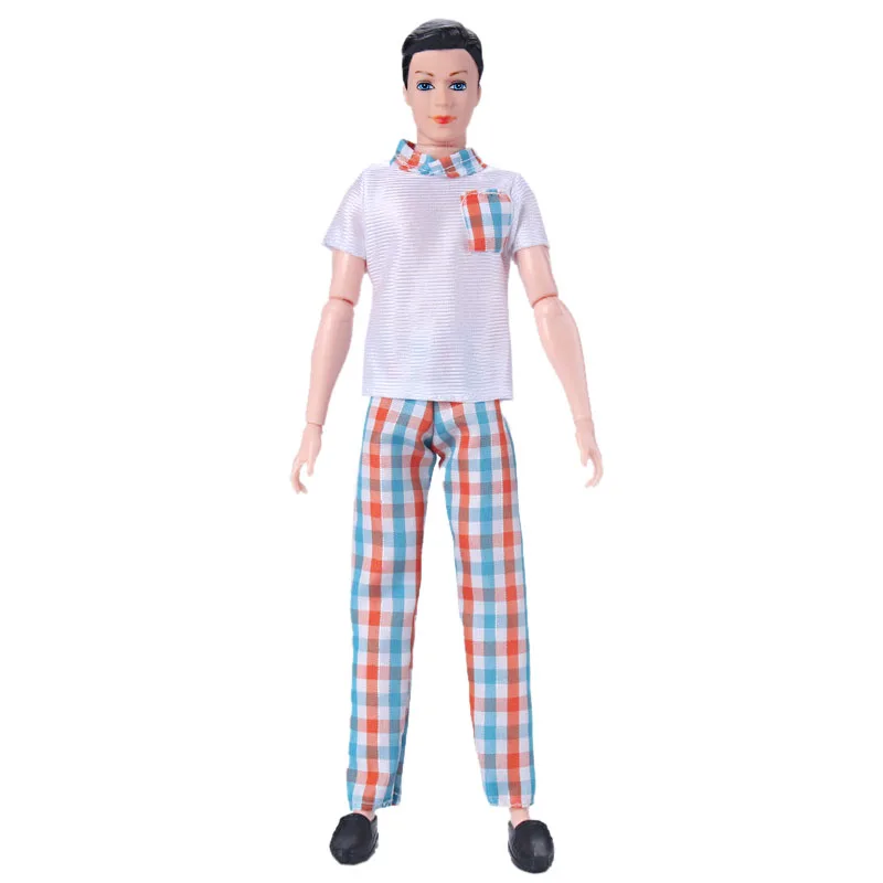 32Cm Kens De Vriendje Handgemaakte Outfit Set Kleding Plaid T-shirt Pak Fit Babis Pop Accessoires Huis Dressing Up Kinderen speelgoed