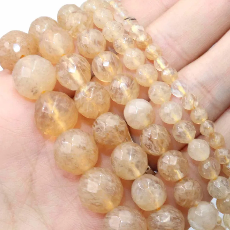 Natural Stone Faceted Yellow Citrines Quartzs Spacer Beads For Jewelry Making DIY Bracelet Necklace Accessories 4/6/8/10/12mm