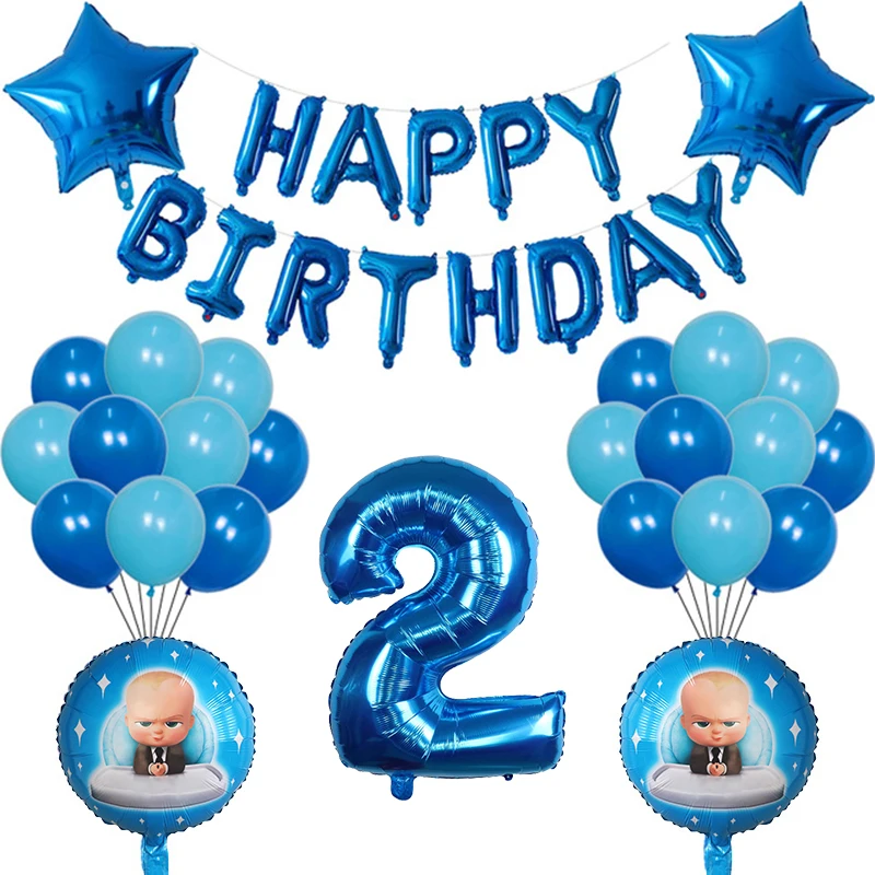 38pcs 30 inch Number Foil Balloons Boss Baby Balloon Baby Shower 1 2 3 4 5 6st Birthday Party Decoration Cartoon Helium Globos