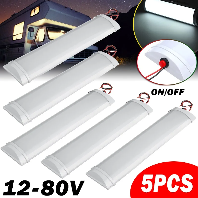 

4/2PCS 12-80V 72LED Car Interior Light Strip Bar Ceiling Reading Dome Lamp For Cabinet RV Camper Trailer Motorhome Van Caravan