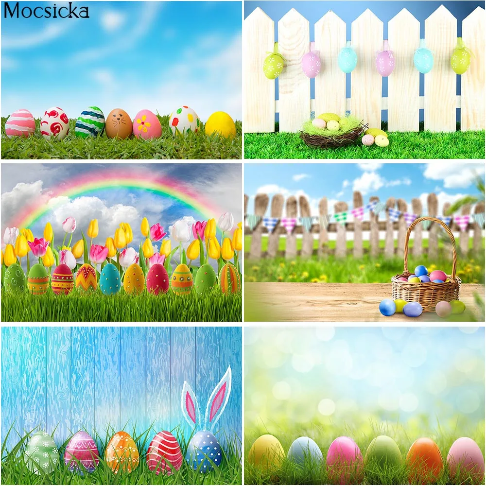 

Easter Eggs Backdrops for Photography Spring Flowers Rabbit Decor Background Child Kids Portrait Cake Smash Photo Studio Props