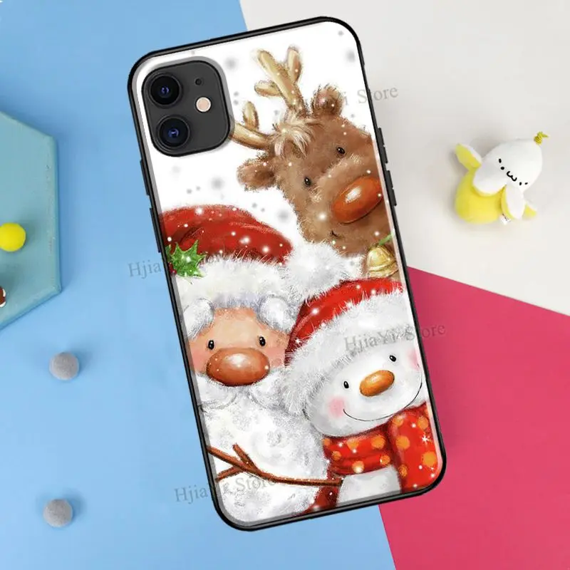 Santa Snowman Reindeer Case For iPhone 11 14 Pro Max XS X XR 7 8 Plus SE 2020 For iPhone 12 Pro Max 13 mini Coque