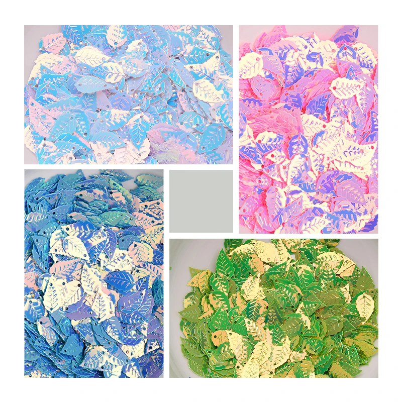 Leaves Shape Bulk Sequins Multicolor PVC Nail Art Accessories Wedding Dress Sewing Craft Clothes Decoration Dress Shoes DIY