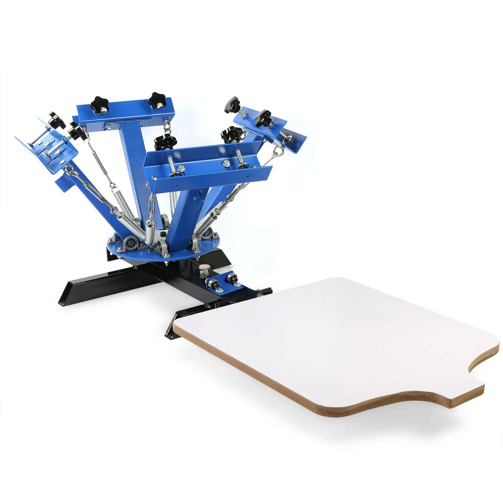 Screen Printing Machine 4 Color 1 Station Silk Screen Printing Press For T-Shirt DIY Printing With Removable Pallet