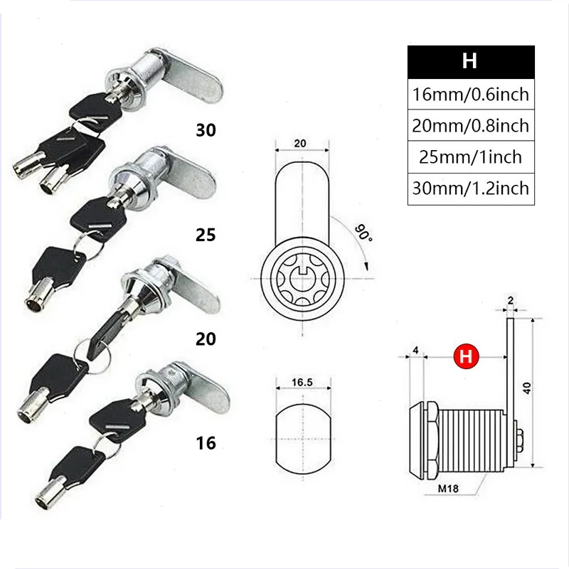 1set 16/20/25/30mm Mailbox Locks Drawer Cupboard Lock  Keys High Quality Tubular Cam Cylinder Locks For Safebox or Files