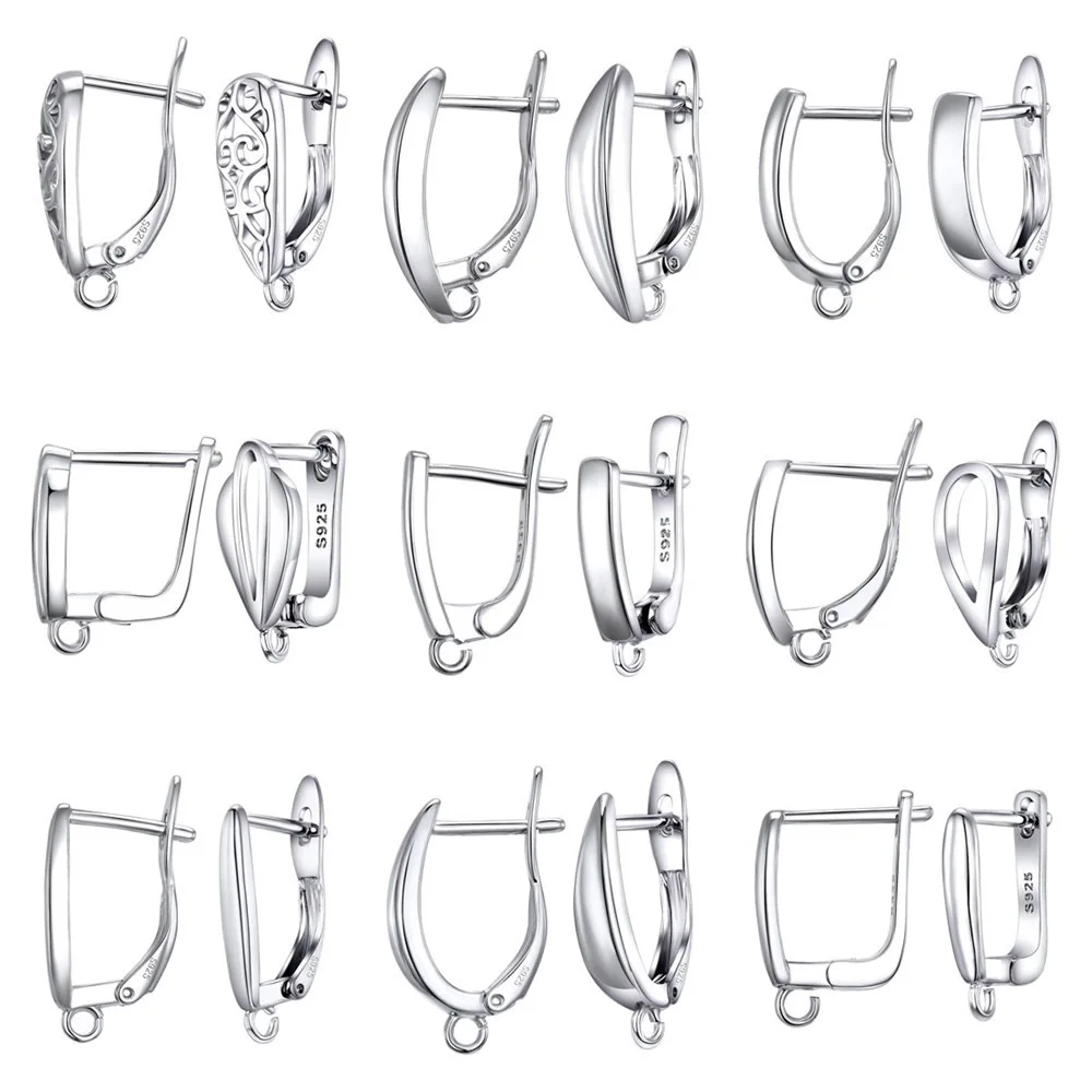 Boucles d\'oreilles en argent regardé S925 100% véritable, raccords de fil d\'oreille à levier, composants, accessoires, fournitures faites à la main