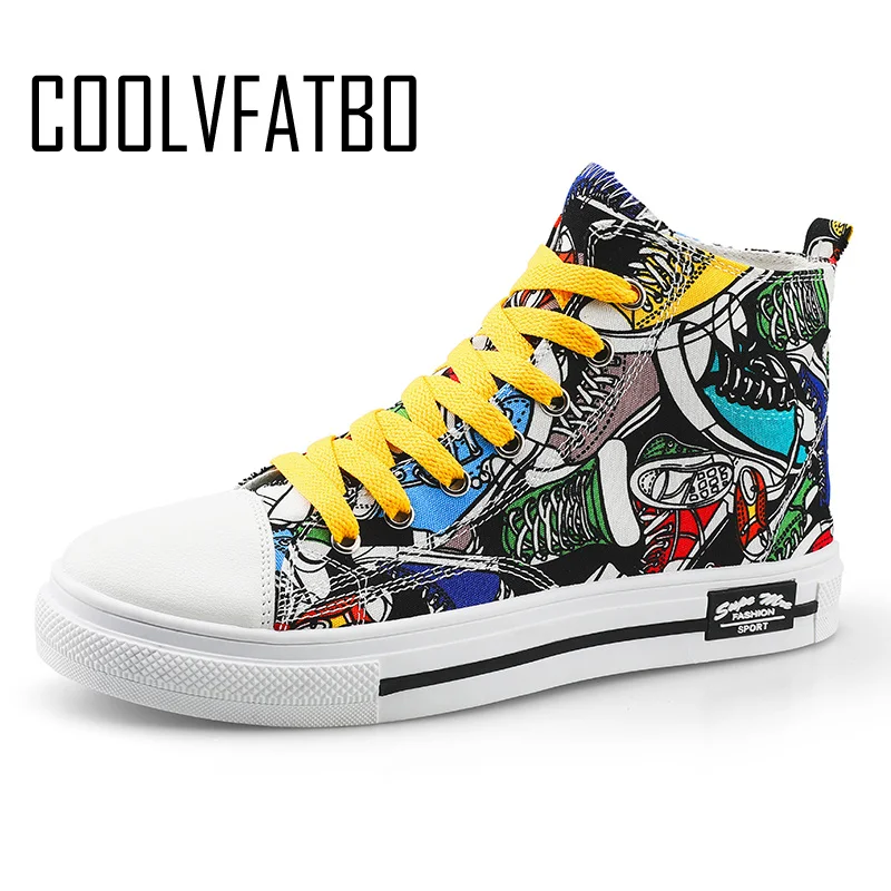 

COOLVFATBO Anime shoe Men Shoes Mesh Comfortable Walking Vulcanized Shoes Men High-top Sneakers Footwear Male Teins Zapatilla