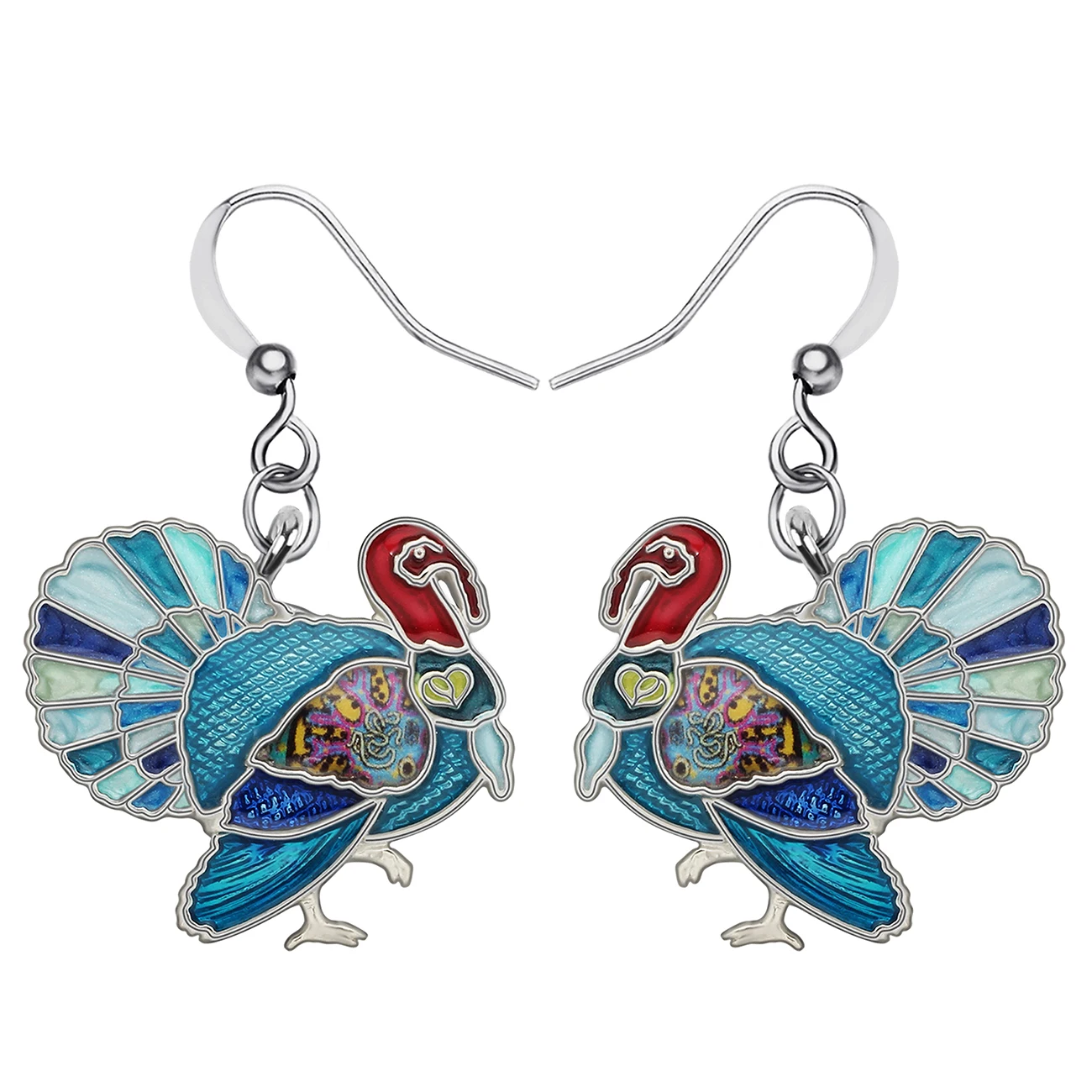 BONSNY Enamel Alloy Sweet Thanksgiving Chicken Hen Turkey Earrings Drop Dangle Fashion Jewelry For Women Girls Teens Party Gifts