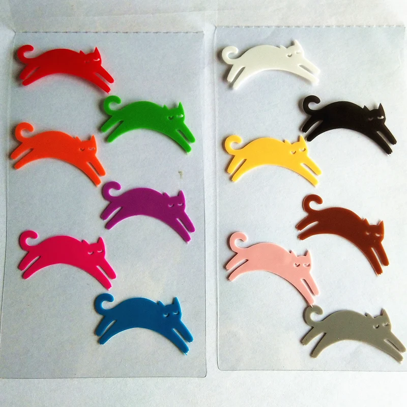 12 Pieces Reusable Kitty Cat Silicone Sticky Wine Glass Charm Markers Christmas Decorations