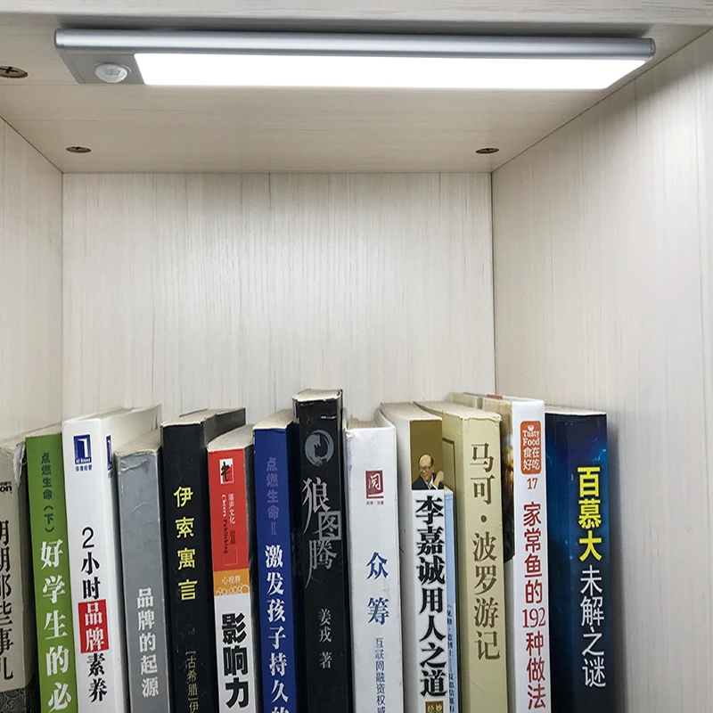 Long Strip LED Motion Sensor Under Cabinet Light USB Rechargeable Wardrobe Closet Light Wireless Cupboard Night Lamp For Kitchen