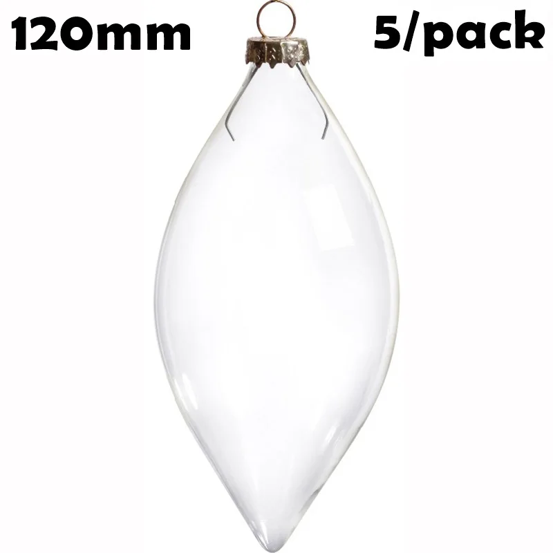 

5 Pieces x DIY Paintable Home Wedding Christmas Decoration Ornament 120*60mm Glass Drop