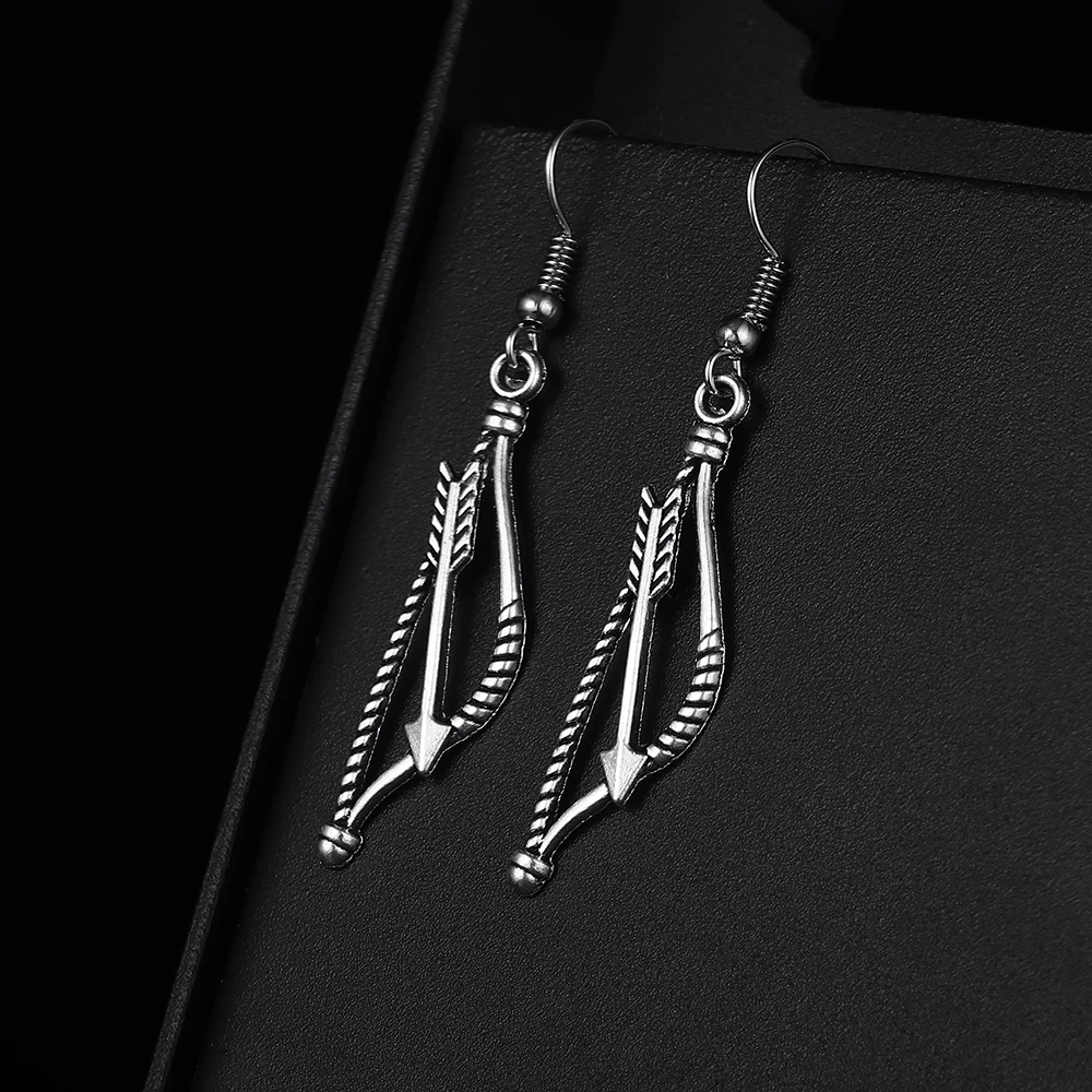 Trendy Vintage Bow Shape Antique Silver Plated Punk Hiphop Rock Style Retro Drop Earrings for Women Girl & Man Party Jewelry image 3