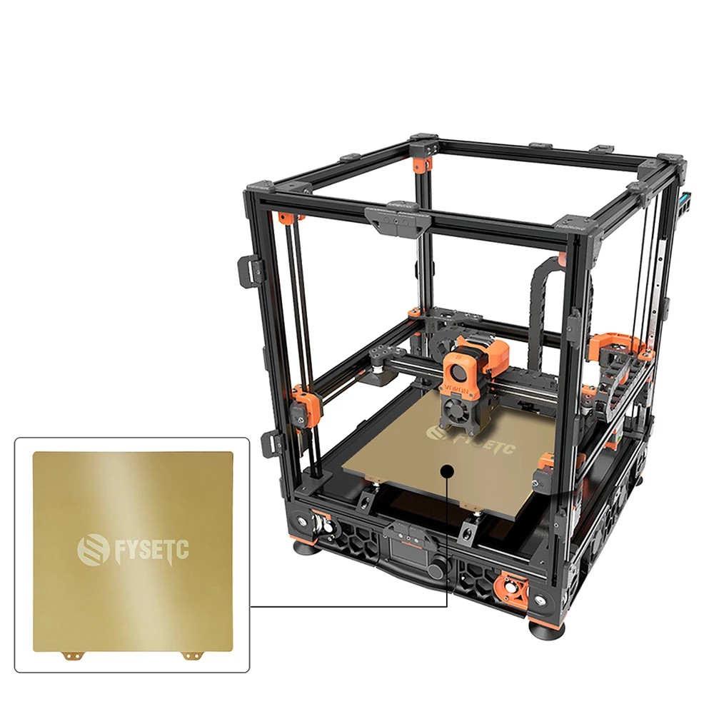 FYSETC JanusBPS-Tôle d'acier à ressort PEI double face, texturée et lisse, lit chauffant pour imprimante 3D Voron 2.4, 355X355mm