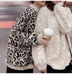 Knited Leopard Sweater Oversize For Women Hot Autumn Winter Pullover Sweaters Female Jumpers Ladies Leopard Print Sweater 2020