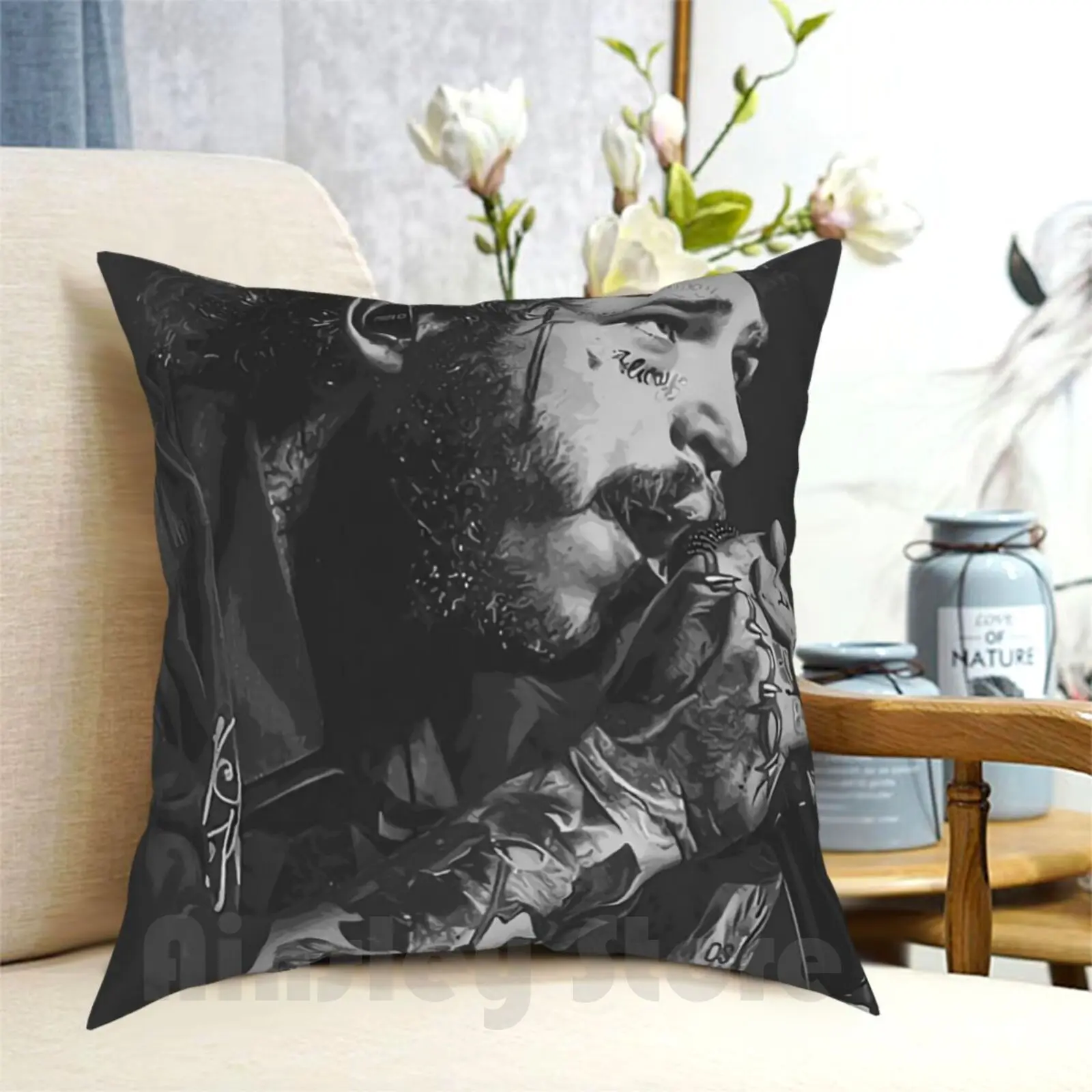 Scrimout Malone Looks Pillow Case Printed Home Soft Throw Pillow Funny Hiphop Country Post Handsome Teen Music Young