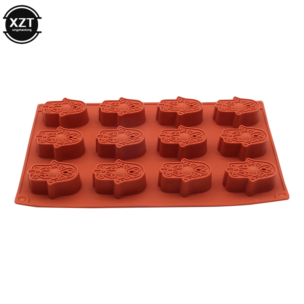 12 Holes Mold Silicone Mini Lotus in The Palm Soap Khamsah DIY For Soap Making Hand of Fatima Mascot Mold