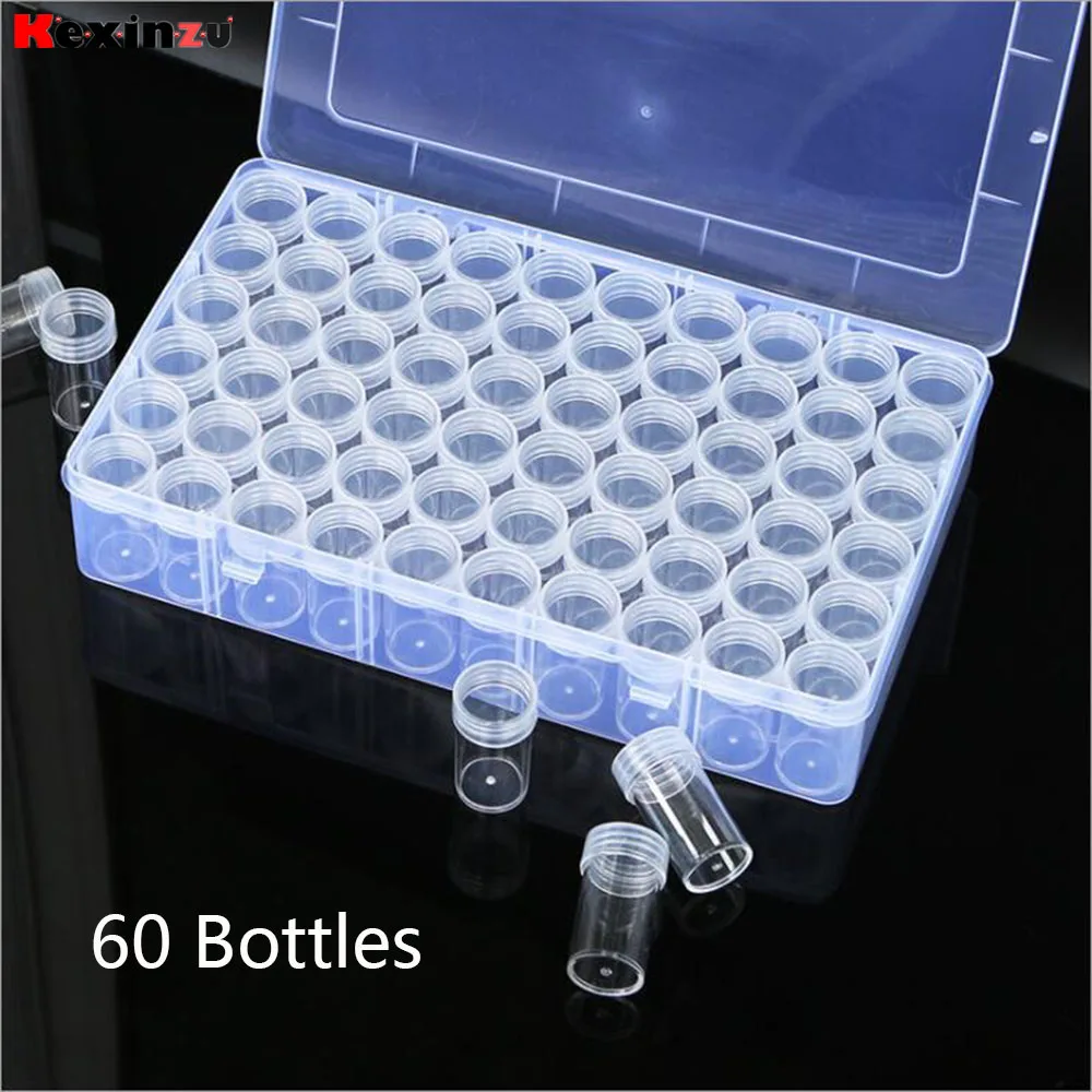 24/40/48/60/77 Bottles Diamond Painting Accessory Box Container Embroidery Mosaic Tools Bead Cross Stitch Plastic Drill Storage