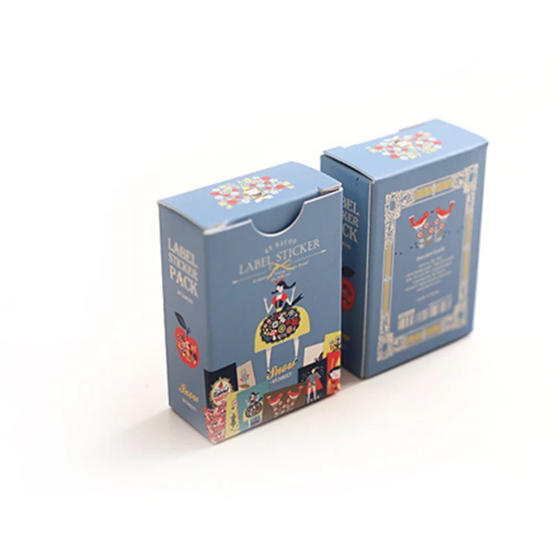 48pcs/box Creative Matchbox Papery Adhesive Sticker Alice Series Label Stickers Decorative Baking Sticker Christmas Present