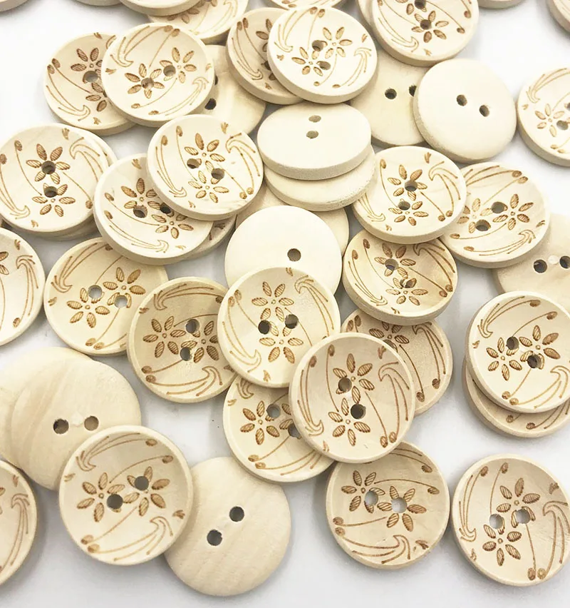 50pcs Flower Wood Buttons Sewing Scrapbooking Gift Handwork Home Clothing Decor Wooden Decorative handmade WB753