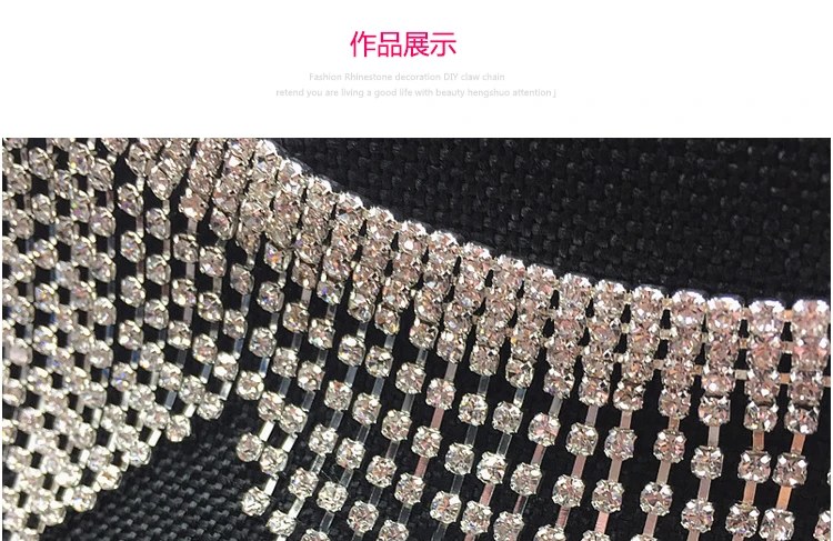 10Yards/roll 3Row SS6-SS16 Glitter CrystalAB Rhinestone Chain Claw Crystal Rhinestones Chain For Wedding Clothing Art Decoration