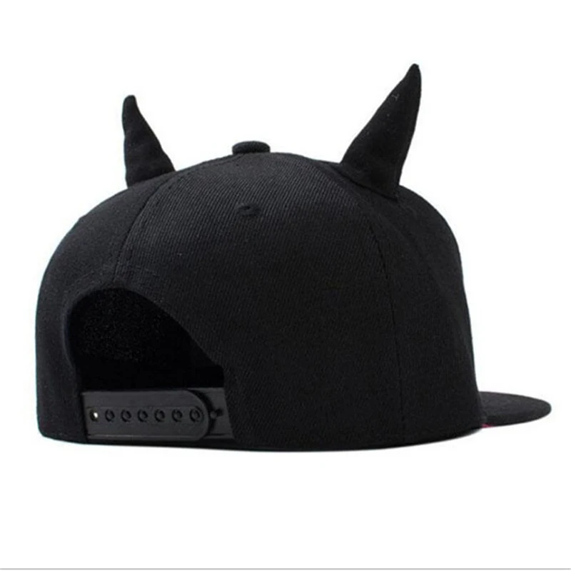 Men Women Hip-hop Hat Black Cotton Punk Horn Baseball Cap Snapback Cap With Horns Wholesale images - 6