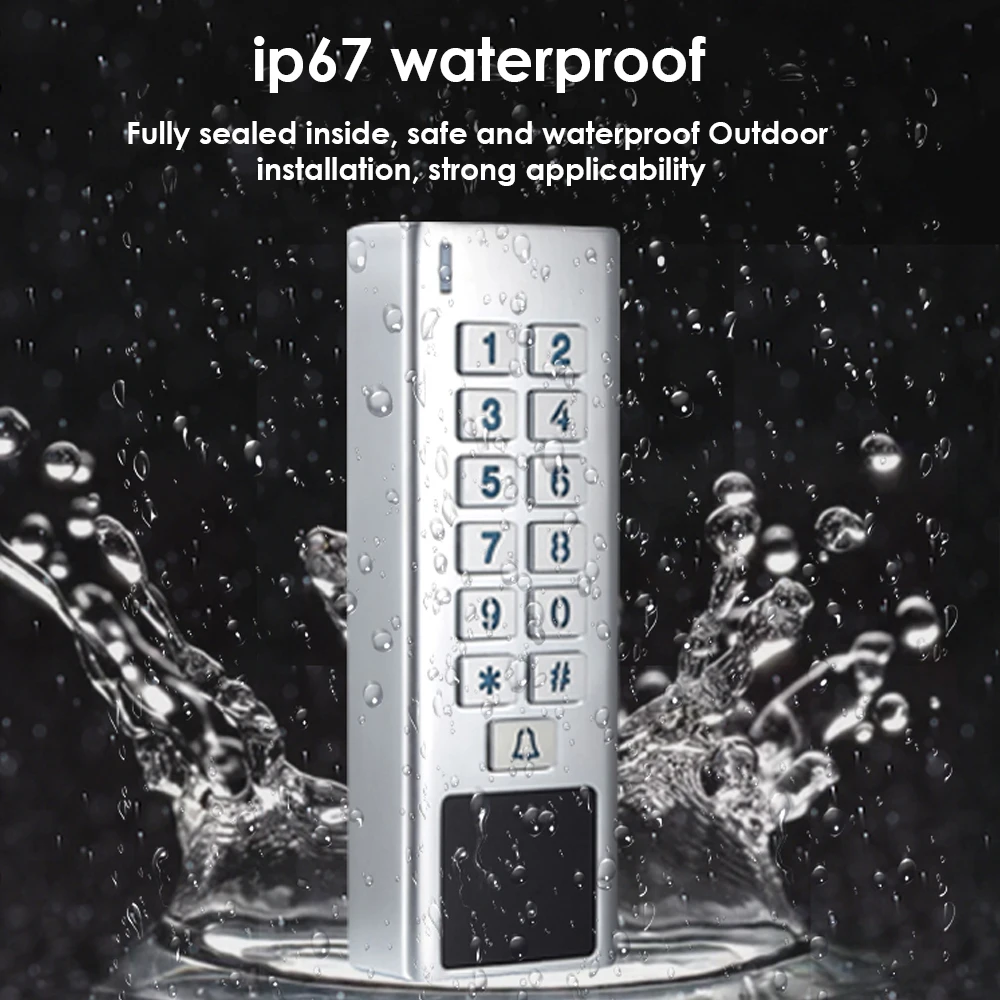 IP67 Waterproof Zinc alloy Access Controler 125Khz Rfid standalone Access Control Keypad Wiegand 26 input output  reader