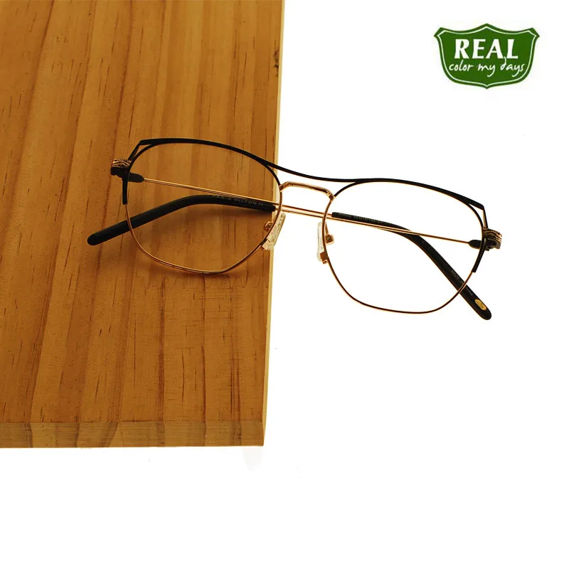 

REAL New Design IP Plating Women men prescription eyeglasses Metal Optical Frame with Titanium temple Eyewear MT0022