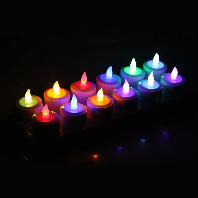 Pack of 12 Rechargeable Led Tea Light Candle lamp Flameless TeaLight Party Wedding Church home decor-Multicolor/Amber optional