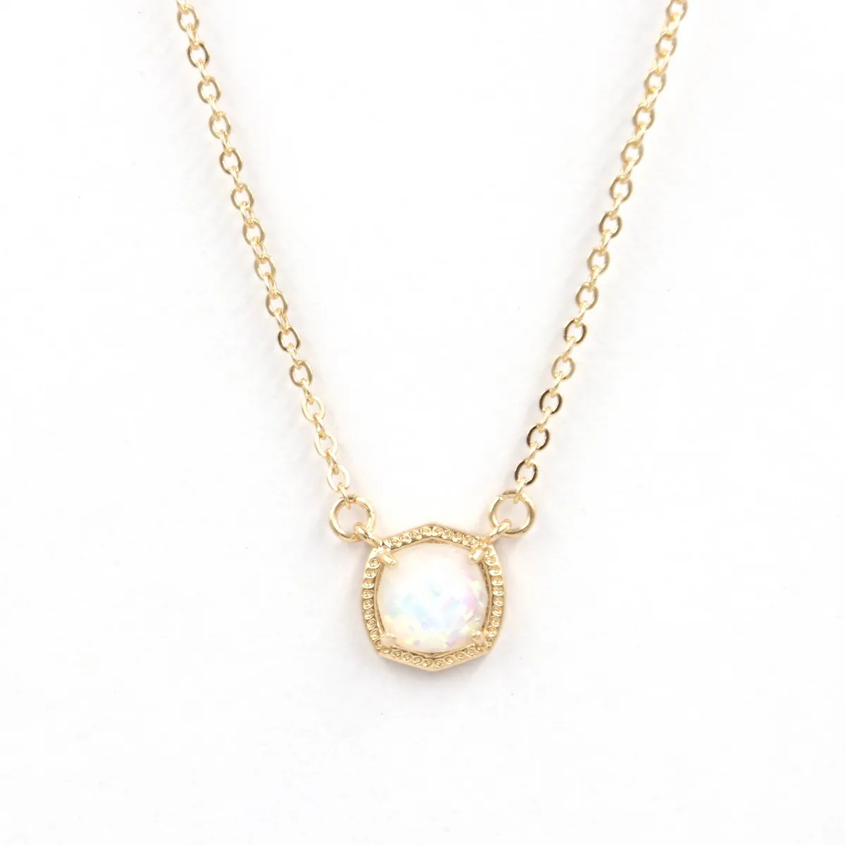 New Simple 5 Colors Geometric Candy AB Crystal Hexagon Pendant Necklace For Women