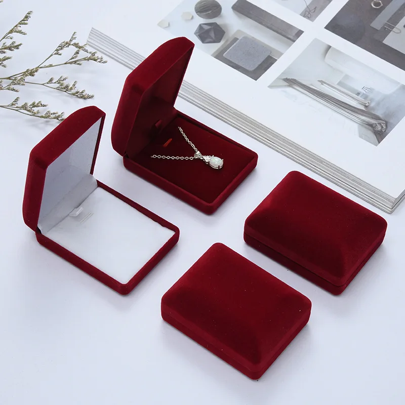 Gift Box for Jewellery Necklace Velvet Wedding Bride Pendant Jewelry Box Trinket Display Case Holder Organizer