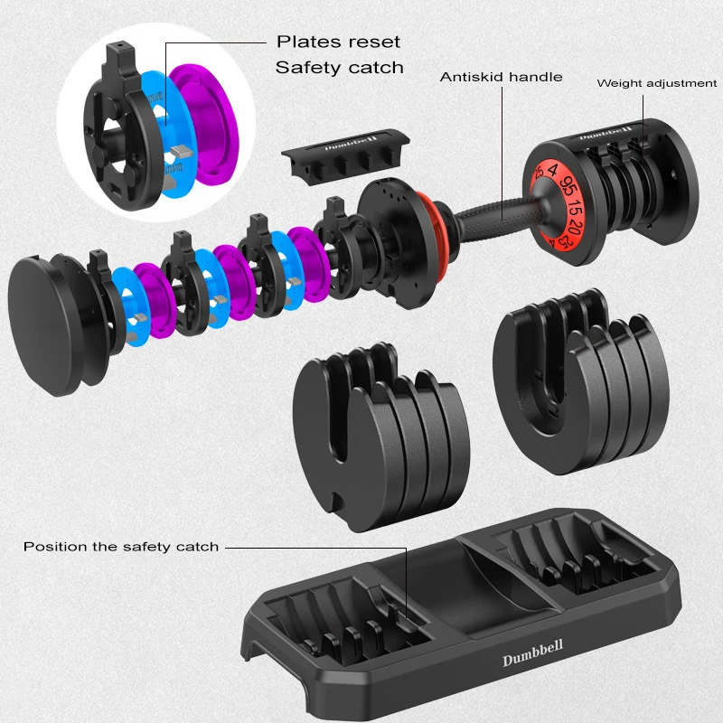 Adjustable Dumbbell Set for Gym, Universal Fitness Equipment, Intelligent Combination, 20kg, 25kg, 32kg