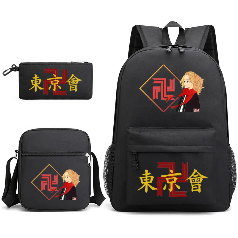 

tokyo revengers printed anime backpack teen bag men's laptop bag canvas school bag boys and girls 3 pieces/set of casual backpac