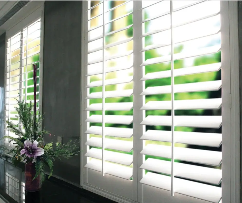 Custom Basswood Plantation Shutters Wooden Blinds Solid Wood Shutter Louvers PS274