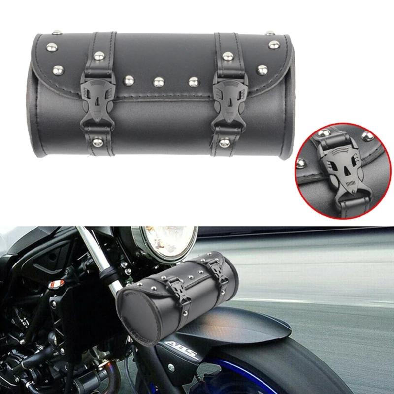 Waterproof Leather Motorcycle Fork Bag Saddlebags Black Handlebar Bag Motorcycle Electric Bicycle Accessories