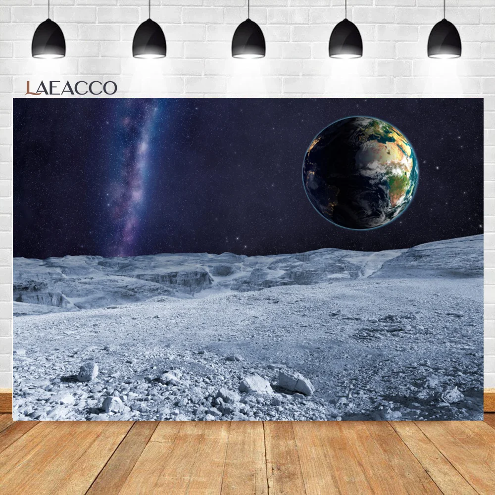 Laeacco Universe Photophone Space Earth Moon Astronaut Photography Backdrops Baby Birthday Photo Backgrounds Photozone Photocall