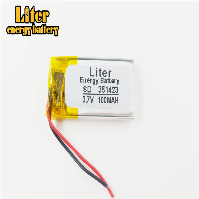 Auriculares electrónicos MP3 con Bluetooth, batería de polímero de litio de 3,7 V, 351423, 100MAH