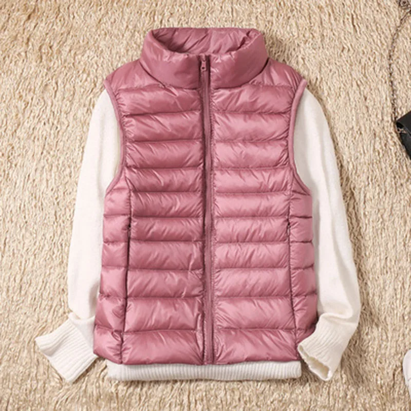 2024 New Autumn Winter Down Vest Women Ultra Light 90% White Duck Sleeveless Jacket Short Ladies Parka Waistcoat Veste Femme