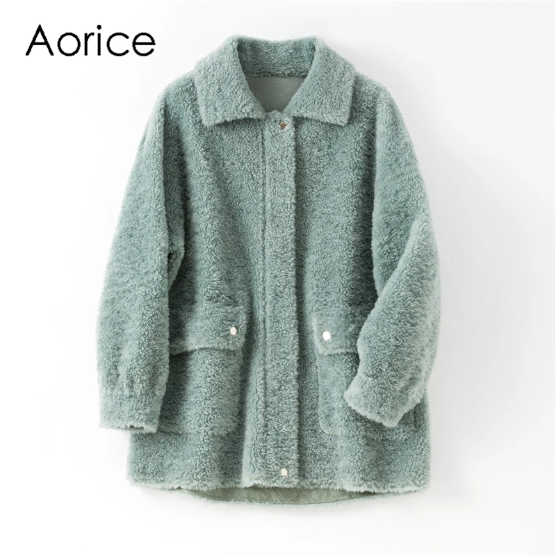 

Aorice Women Real Sheep Fur Jacket Coat Female Wool Fur Trench Plus Size Parkas Coats Jackets H986