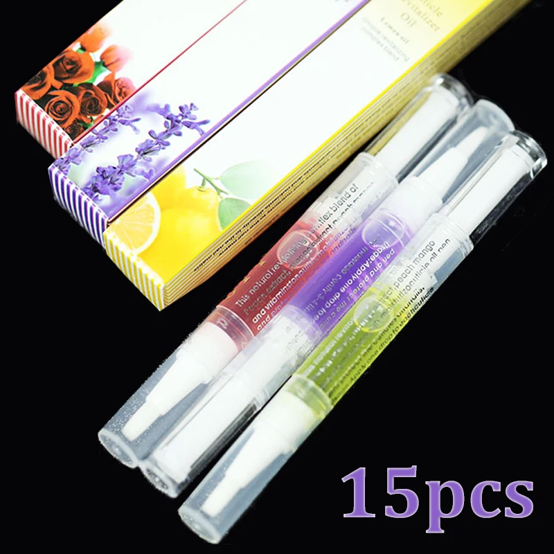 Free Ship Nail Cuticle Revitalizer Nutrition Oil Pen Anti Cuticle Remover Nail Care Strengthening Repair Gel Nail Treatment 15p