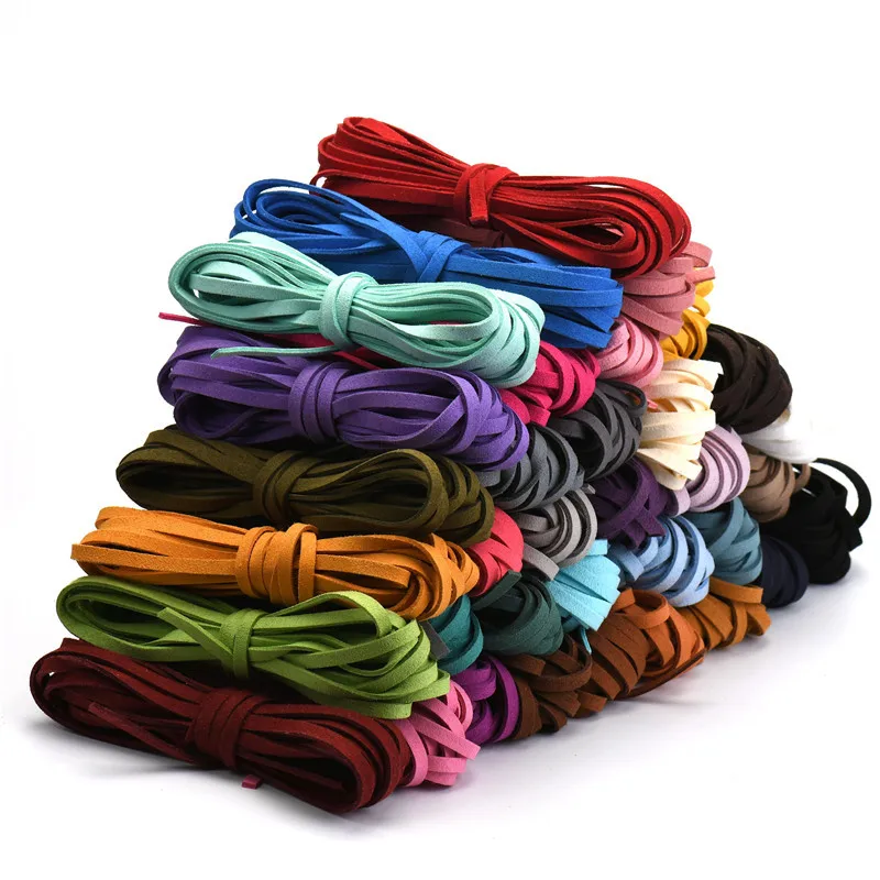 5mm 5m/roll Multi-Color Flat Faux Suede Cord Korean Velvet Leathe Rope for DIY Handmade Jewelry Making Finding Accessories HK040