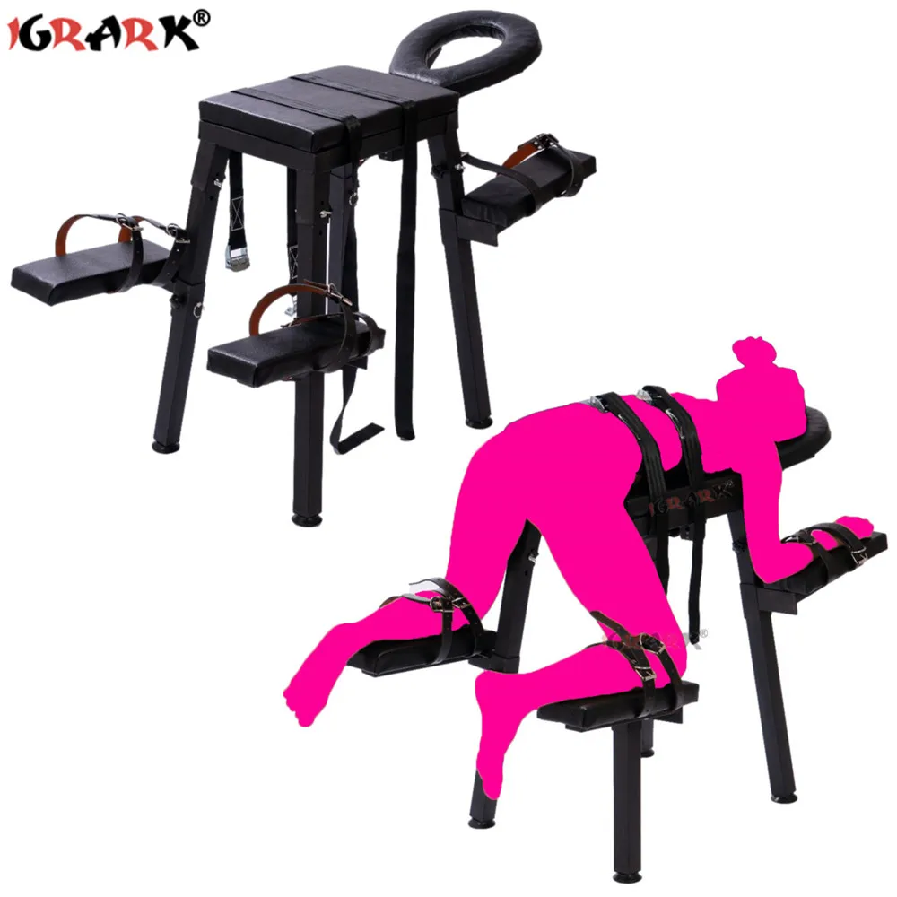 

Kneeling Chair Sex Furniture Sexul Position Adult Erotic Games BDSM Bondage Set Women Handcuffs Ankle Cuff Sex Toys For Couples