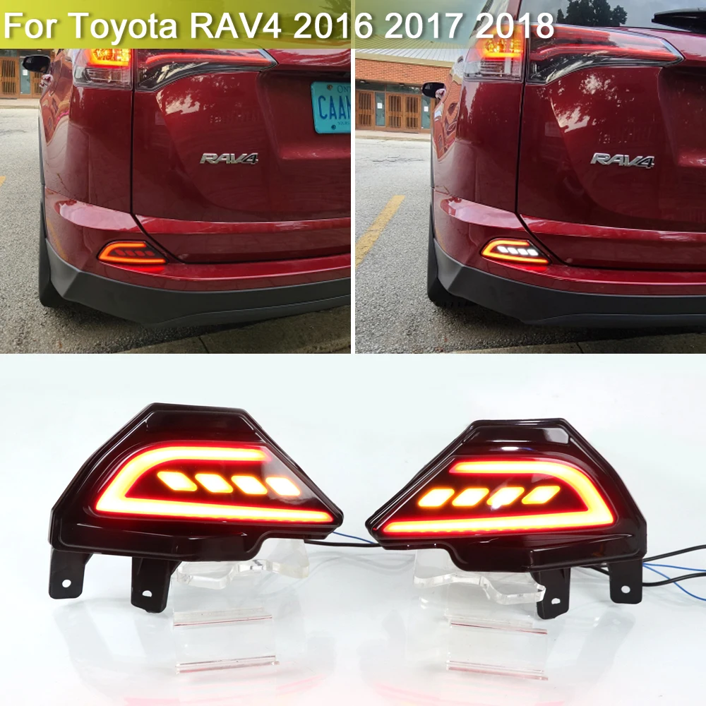 

LED Rear Bumper Reflector Warning Light With Brake Light Turn Signal Light Reversing Lights For Toyota RAV4 2016 2017 2018