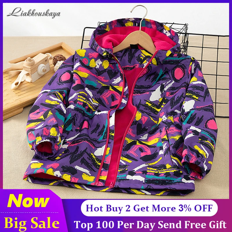 Jacket For Girls 2021 Spring Children'S Hooded Clothes Girls Coat Windbreaker Outerwear Kids Polar Fleece Waterproof Windproof