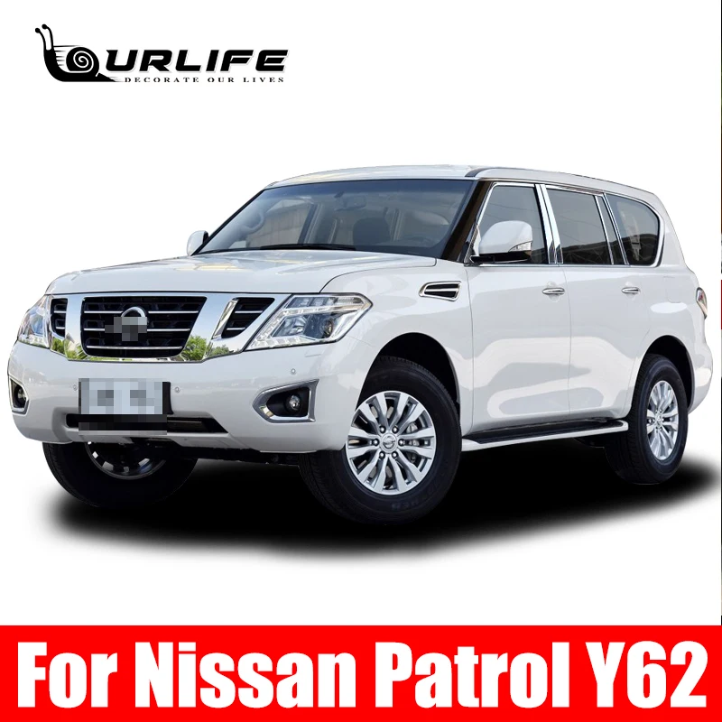 304 Stainless Steel Car Garnish Pillar Window Middle Strip Trim Frame for Nissan Patrol Y62 2016 2017 2018 2019 Accessories