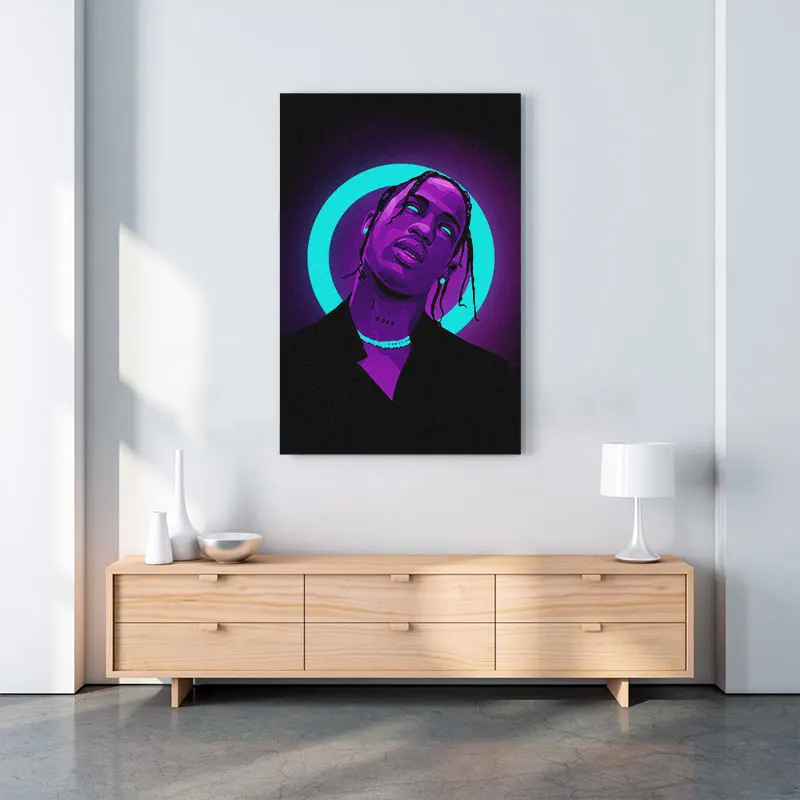 Pop Smoke Neon Modern Posters Wall Art Pictures Canvas Paintings Decoration for Living Room Bedroom Home Decor