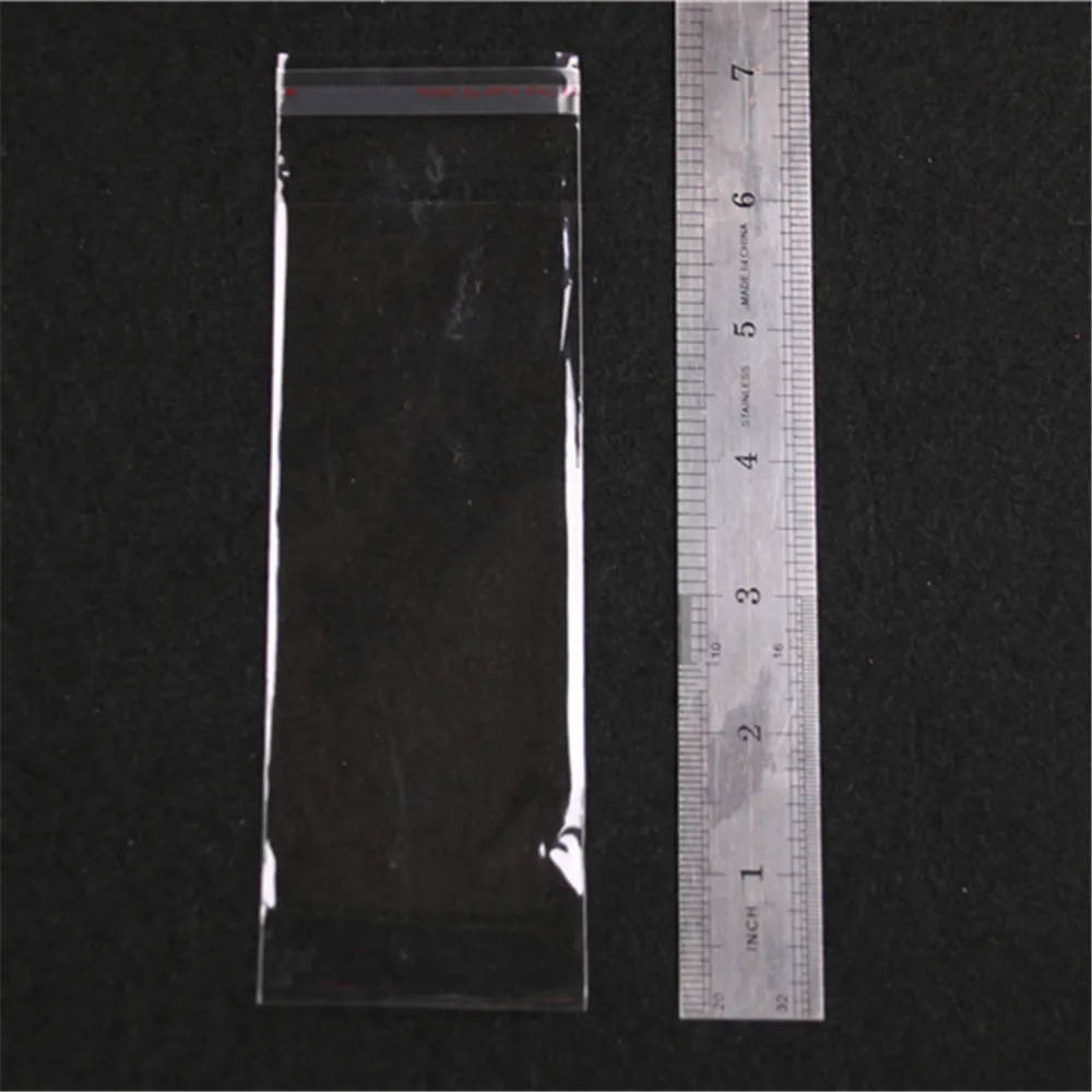 Wholesale 100pcs/lot 6*17cm Transparent Self Adhesive Bags Plastic Clear Jewelry Accessories Flower Bopp Bags