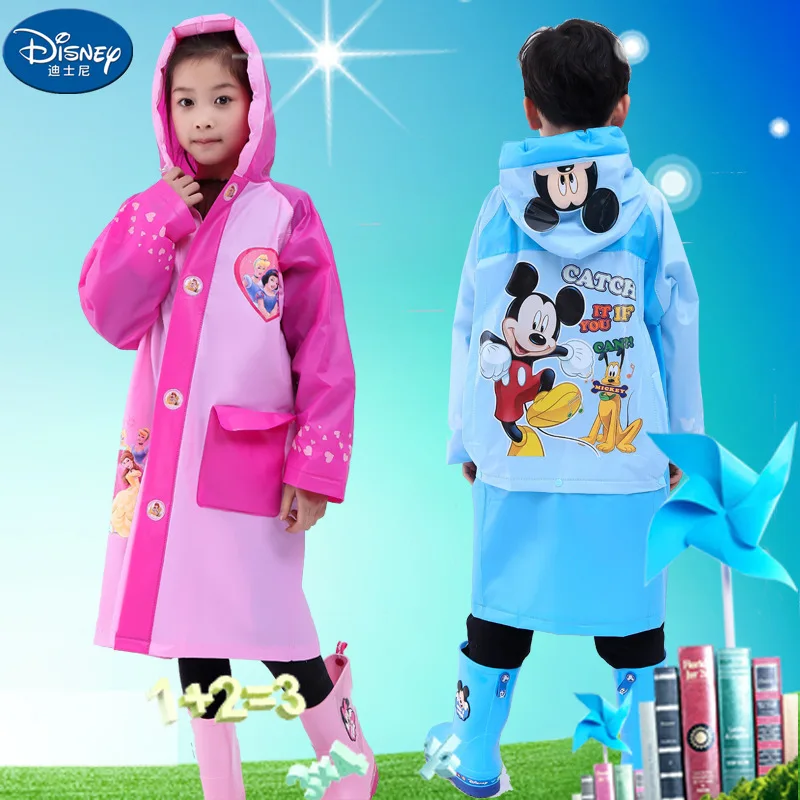 

Disney Raincoat for Children Cartoon Frozen minnie mickey Kids Girls Rainproof Poncho Boys Rainwear Rainsuit school