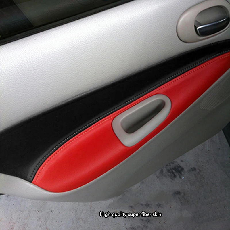 4PCS Microfibre Leather Interior Door Panel Armrest Cover For Peugeot 206 Citroen C2