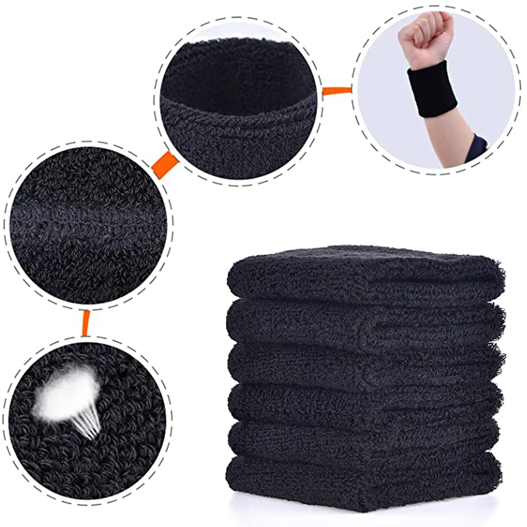 WorthWhile 1 Pair Cotton Elastic Wristband Support Basketball Wrist Brace Wraps for Men Women Gym Fitness Weightlifting Tennis